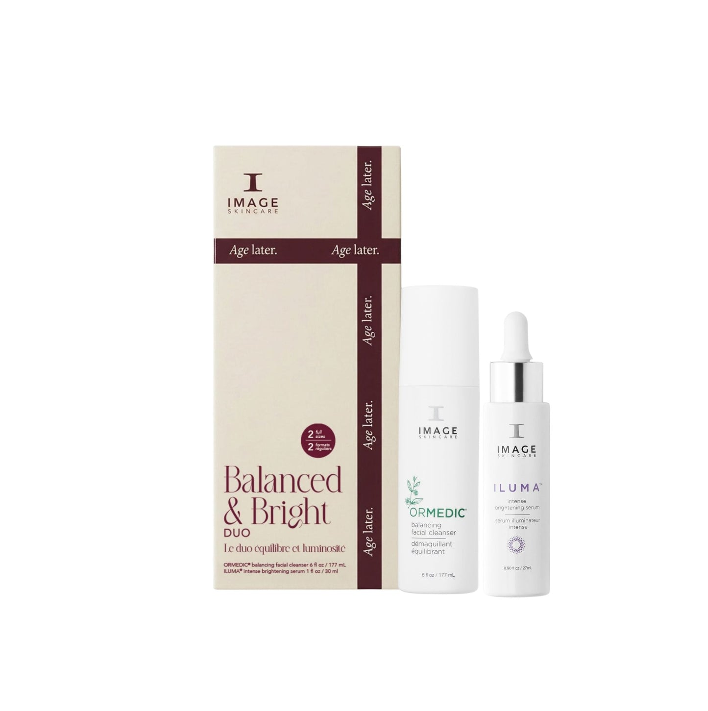 IMAGE Skincare Balance and Bright gift set with ORMEDIC cleanser and ILUMA serum