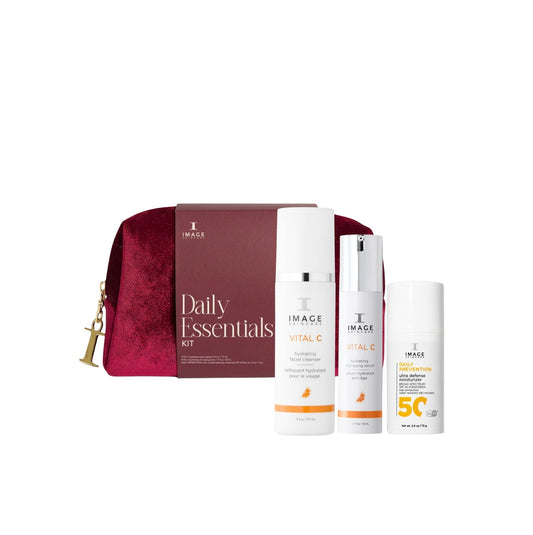 IMAGE Skincare Daily Essentials set with cleanser, serum, Ultra Defense SPF 50 and gift bag